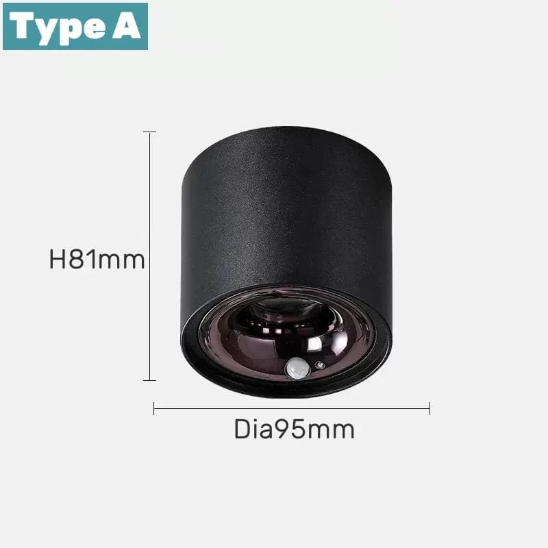 Spot détecteur de mouvement LED 12W - Surface monté - Anti-éblouissement - Smart - Escalier, Chambre, Maison | Marco Lucetti A noir / Blanc froid 6000K / 12W