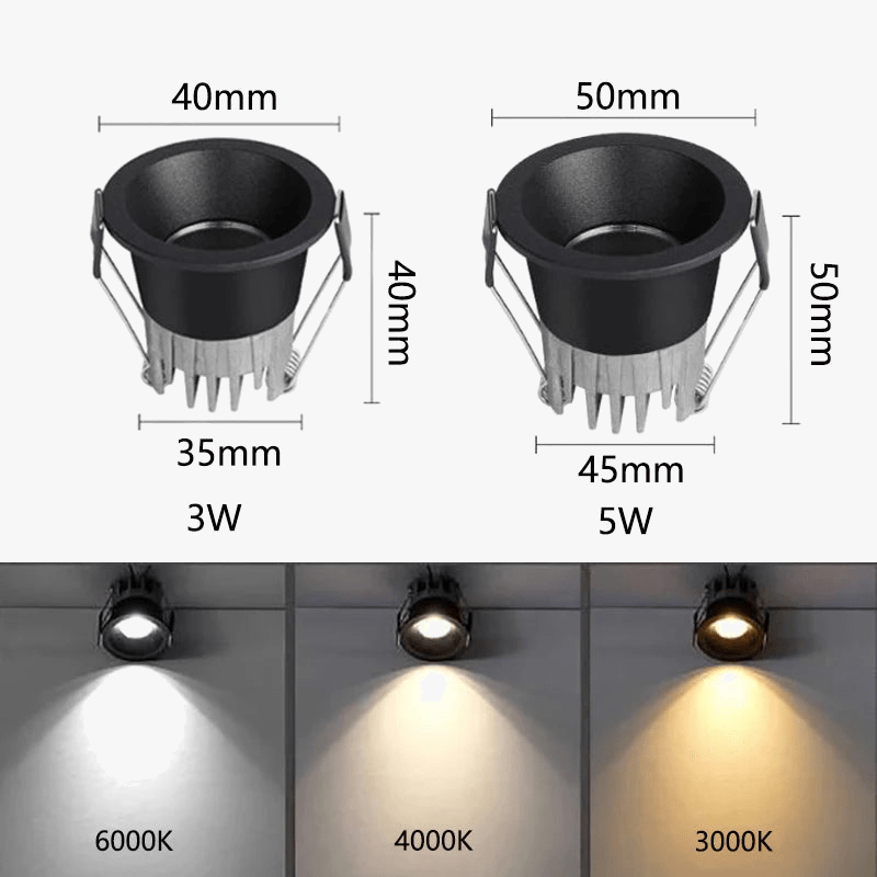 Spot Dimmable LED 3W 5W Anti-éblouissement pour une luminosité optimale en chambre et cuisine - COB encastré | Marco Lucetti
