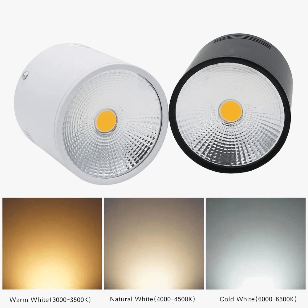 Spot Dimmable LED COB monté en Surface Downlight 3W/5W/7W/10W/12W/15W - Blanc/Noir - Design Premium | Marco Lucetti