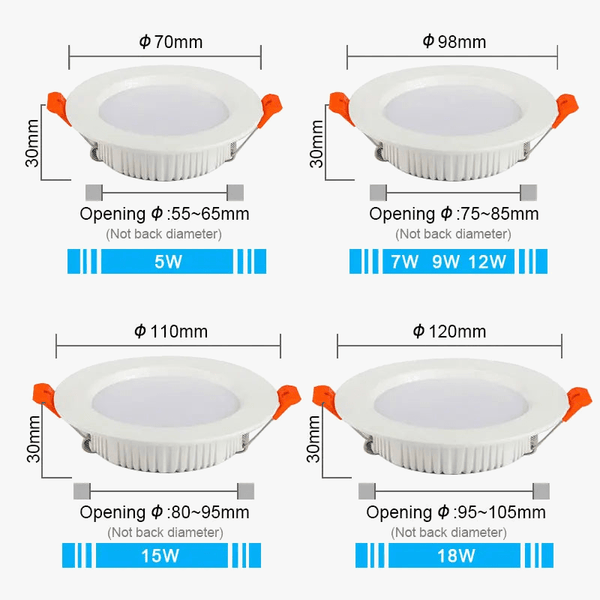 Spot Encastré LED Downlight: 12W 15W 18W 9W AC220V 5W 7W 110V - Luminaires Aluminium Intérieur | Marco Lucetti