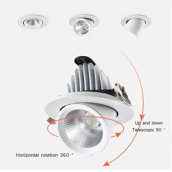 Spot LED Downlight Dimmable 360° - Rotation à Angle ajustable - Plafond encastré 7W 10W 20W AC 110V/220V - Idéal pour Chambre et Couloir | Marco Lucetti