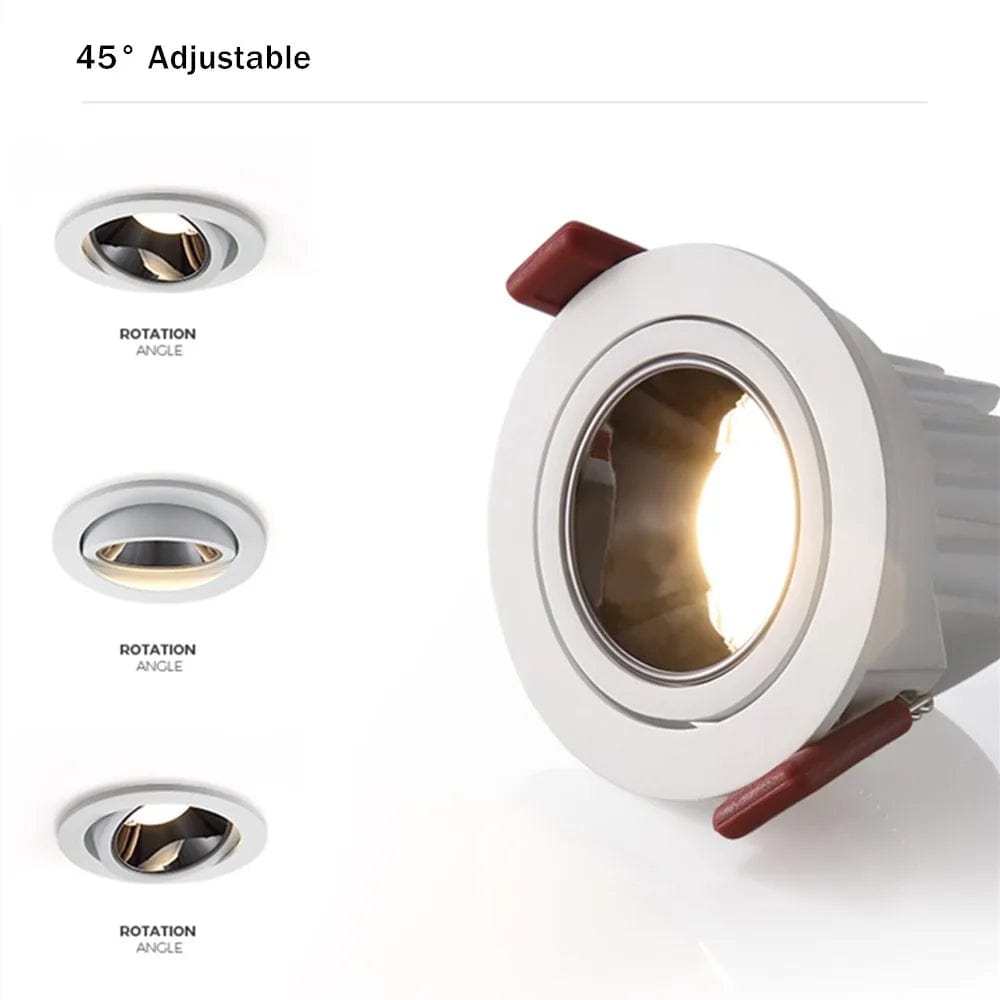 Spot LED Downlight encastré - Angle réglable en aluminium - Spot lumière LED 7W/12W AC110V 220V pour bureau à domicile et magasin | Marco Lucetti