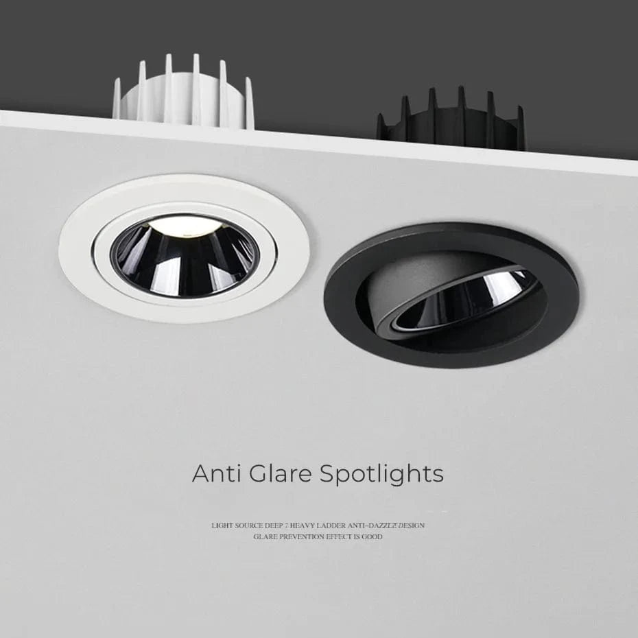 Spot LED Downlight encastré - Angle réglable en aluminium - Spot lumière LED 7W/12W AC110V 220V pour bureau à domicile et magasin | Marco Lucetti