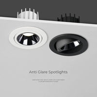 Spot LED Downlight encastré - Angle réglable en aluminium - Spot lumière LED 7W/12W AC110V 220V pour bureau à domicile et magasin | Marco Lucetti