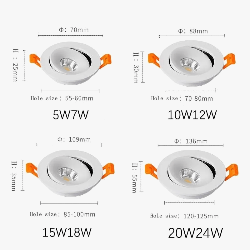 Spot Led Downlight encastré plafonnier 7W12W18W24W Dimmable - Collection LuminaFlex | Marco Lucetti