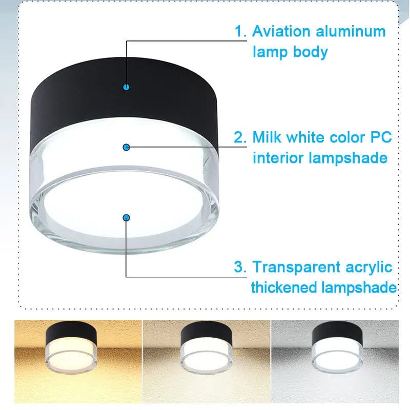 Spot LED Downlight monté en Surface plafonnier nordique - Variétés de 5W à 24W | Marco Lucetti
