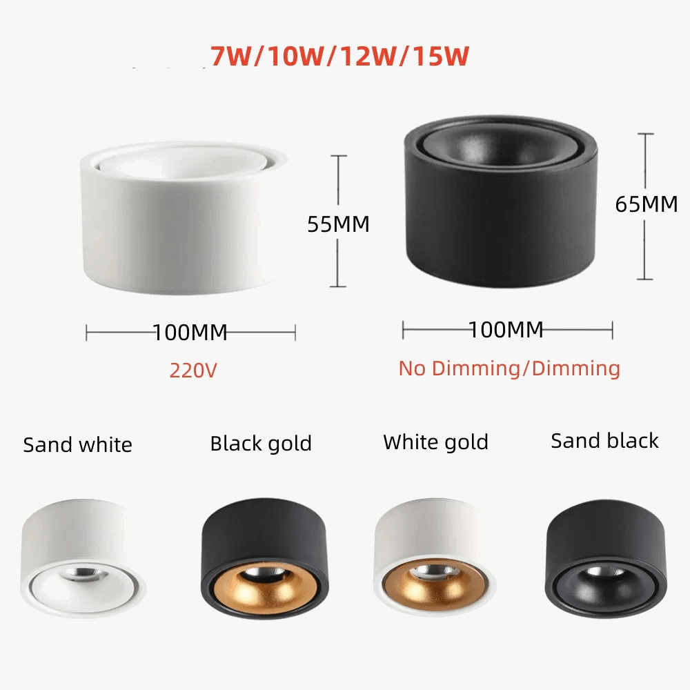 Spot LED InfiniGlow anti-éblouissant avec intensité réglable - Montage en surface | Marco Lucetti