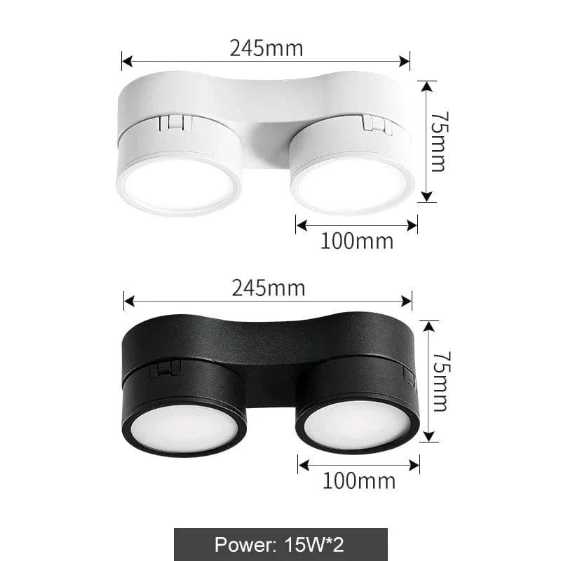 Spot LED pliable PULSE : Montage surface, Réglage rotatif, Éclairage intérieur | Marco Lucetti 1 pièce 2 têtes 2x15W / BLANC / Blanc froid