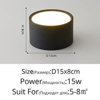 Spot LED rond en métal - Luminance Moderne | Marco Lucetti Noir 15x8cm / Blanc froid