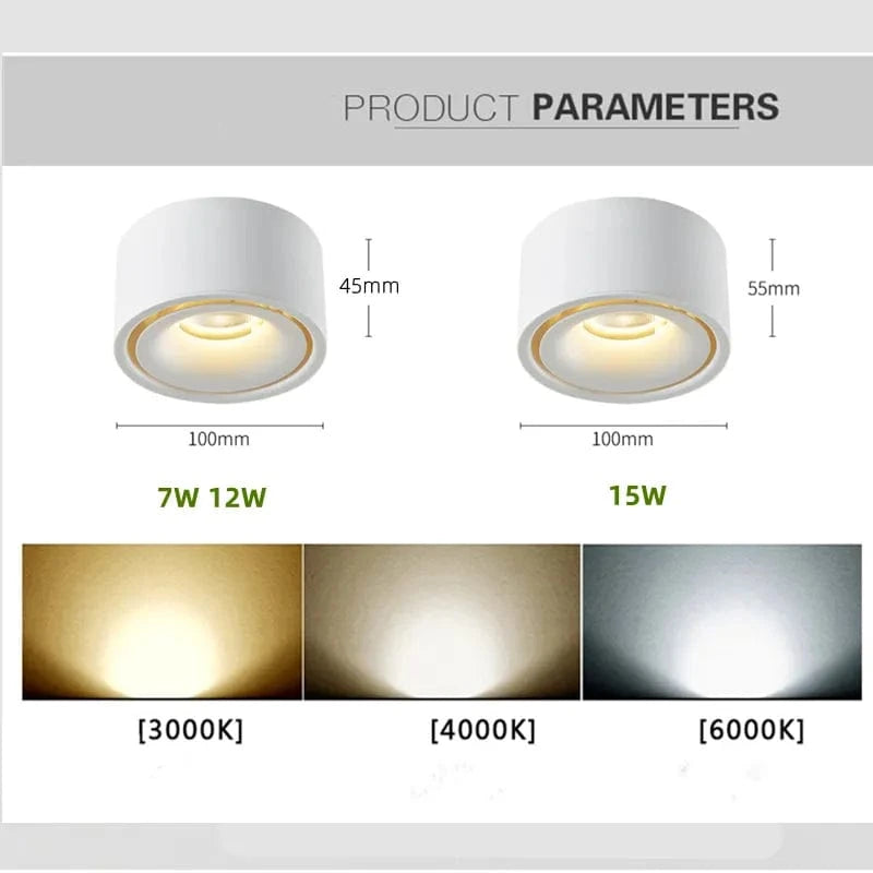 Spot LED rond en surface à intensité ajustable | Marco Lucetti