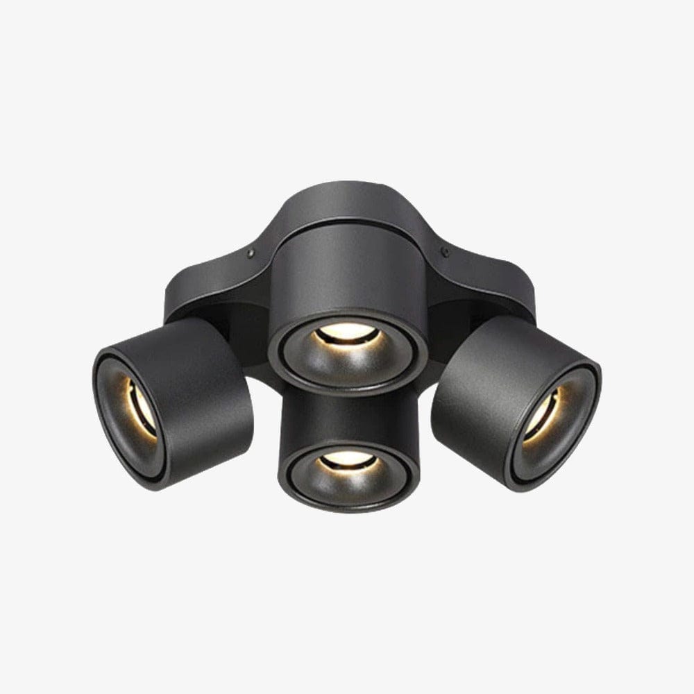 Spot LED ultramoderne avec 4 lumières réglables. | Marco Lucetti Noir / Chaude