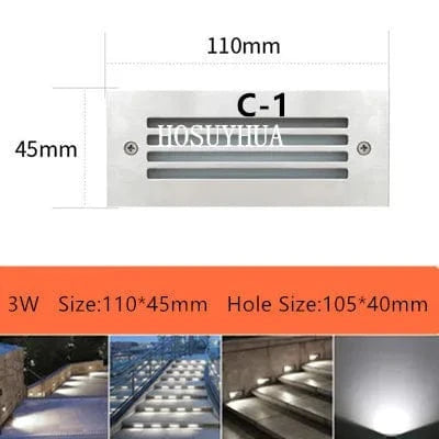 Spot luminaire encastré pour escalier sol LED 3W 5W IP65 - Éclairage extérieur pour jardin et paysage | Marco Lucetti C-1-3W / Blanc chaud