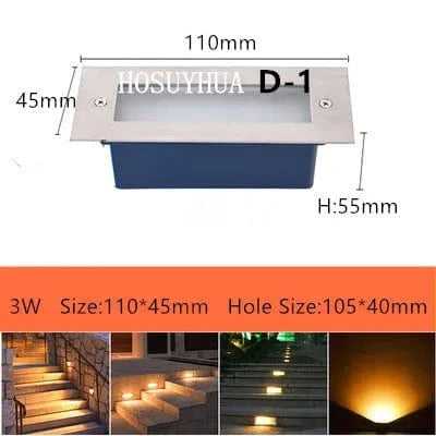 Spot luminaire encastré pour escalier sol LED 3W 5W IP65 - Éclairage extérieur pour jardin et paysage | Marco Lucetti J-1-3W / Blanc chaud