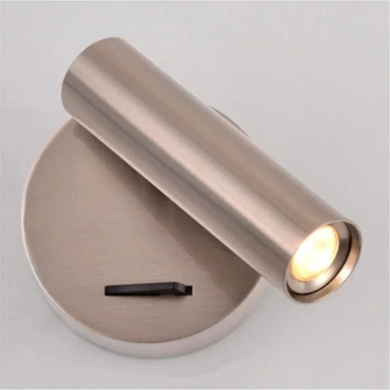 Spot mural intelligent avec interrupteur marche-arrêt, LED 3W, faisceau focalisé, tête rotative et pilote intégré | Marco Lucetti Nickel satiné / Blanc chaud 3000K | 3W