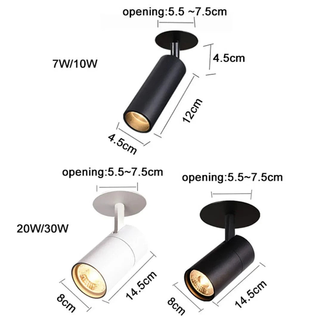 Spot plafond LED Tube : Blanc ou Noir | Marco Lucetti