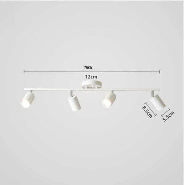 Spot Plafond pour Dressing et Chambre, Éclairage sur Rail | Marco Lucetti 4 têtes blanches / Blanc chaud