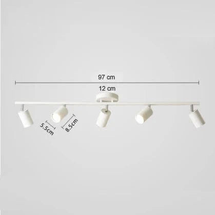 Spot Plafond pour Dressing et Chambre, Éclairage sur Rail | Marco Lucetti 5 têtes blanches / Blanc chaud