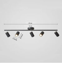 Spot Plafond pour Dressing et Chambre, Éclairage sur Rail | Marco Lucetti 5 têtes noires / Blanc chaud