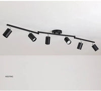Spot Plafond pour Dressing et Chambre, Éclairage sur Rail | Marco Lucetti 6 têtes noires / Blanc chaud