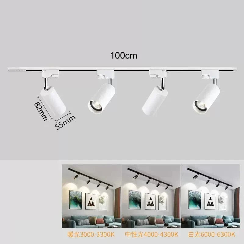 Spot Plafond pour Dressing et Chambre, Éclairage sur Rail | Marco Lucetti Suivi 4 lumière W / Blanc chaud