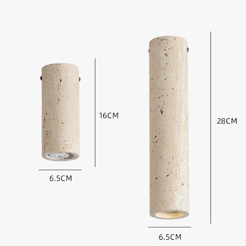 Spot Style Wabi-Sabi Style - Plafonnier cylindrique Travertin Jaune Moderne - Éclairage Créatif B & B - Lampes Rétro Minimalistes | Marco Lucetti