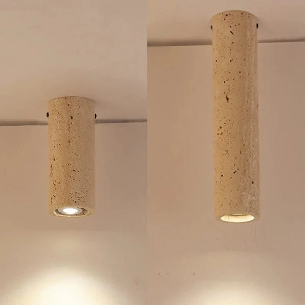 Spot Style Wabi-Sabi Style - Plafonnier cylindrique Travertin Jaune Moderne - Éclairage Créatif B & B - Lampes Rétro Minimalistes | Marco Lucetti