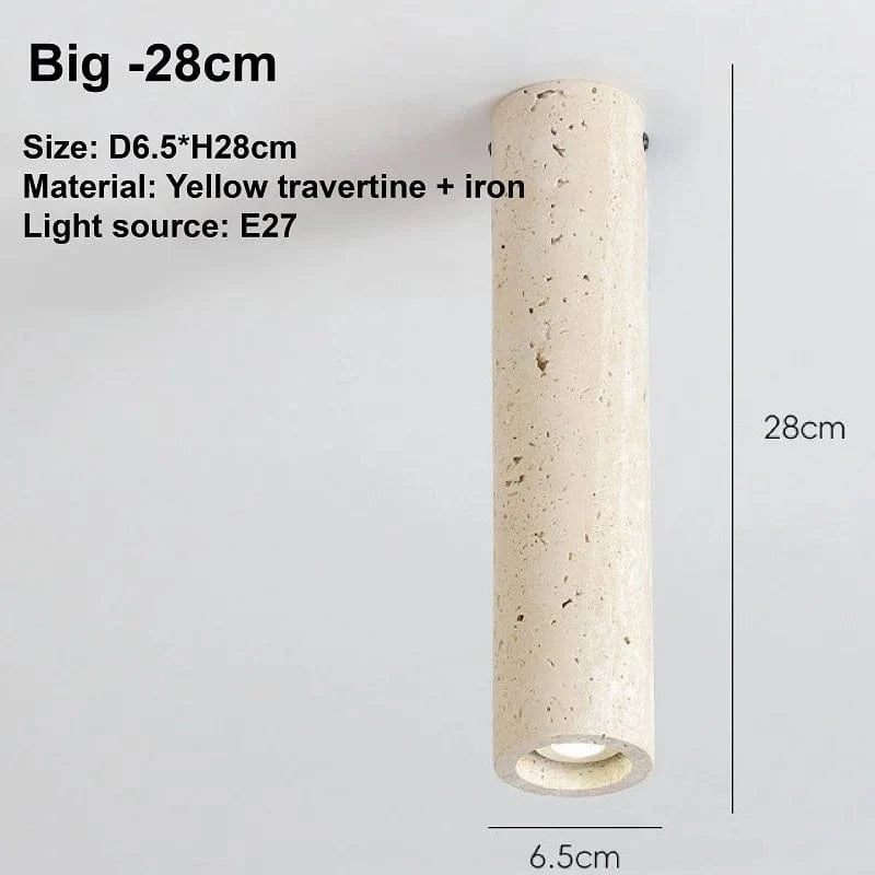 Spot Style Wabi-Sabi Style - Plafonnier cylindrique Travertin Jaune Moderne - Éclairage Créatif B & B - Lampes Rétro Minimalistes | Marco Lucetti Grand 28cm