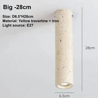 Spot Style Wabi-Sabi Style - Plafonnier cylindrique Travertin Jaune Moderne - Éclairage Créatif B & B - Lampes Rétro Minimalistes | Marco Lucetti Grand 28cm
