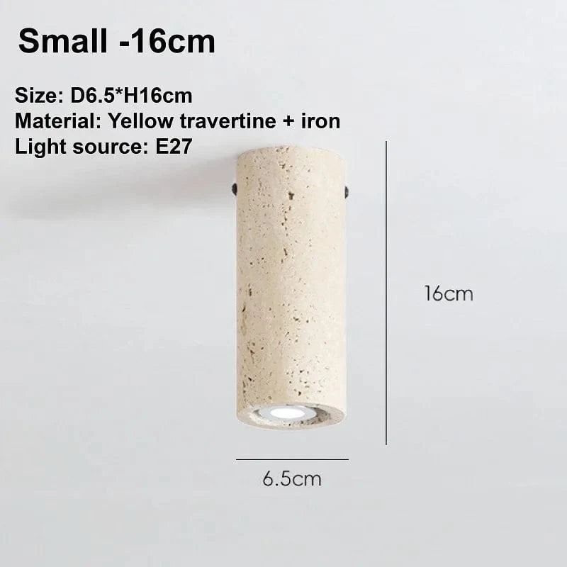 Spot Style Wabi-Sabi Style - Plafonnier cylindrique Travertin Jaune Moderne - Éclairage Créatif B & B - Lampes Rétro Minimalistes | Marco Lucetti Petit 16cm
