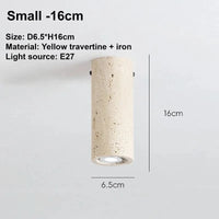 Spot Style Wabi-Sabi Style - Plafonnier cylindrique Travertin Jaune Moderne - Éclairage Créatif B & B - Lampes Rétro Minimalistes | Marco Lucetti Petit 16cm