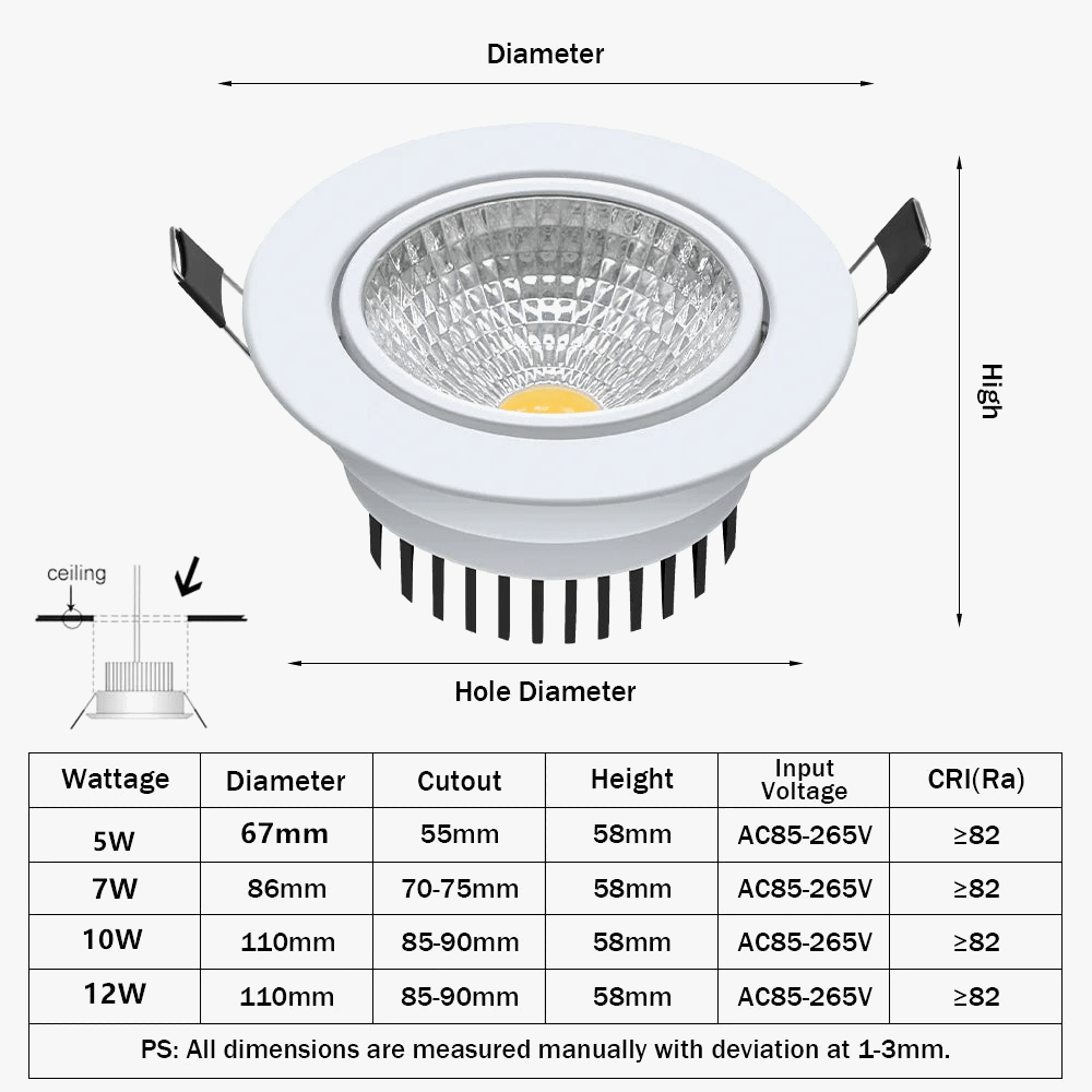 Spot Super lumineux encastré LED Dimmable Downlight COB - Luminex Ultra Glow | Marco Lucetti