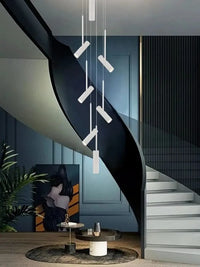 Spot Suspension Design Moderne pour Restaurant - Éclairage Minimaliste Noir et Blanc - Lustre Long en forme de Cylindre | Marco Lucetti