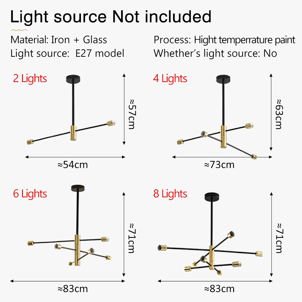 Spoutnik Noir LED Lustre Moderne Nordique pour Chambre Salon Salle À Manger | Marco Lucetti