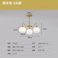 Style chinois : Lustre kaki pour salon et lampes nordiques pour chambre | Marco Lucetti 3 têtes couleur bois / Ampoule non incluse