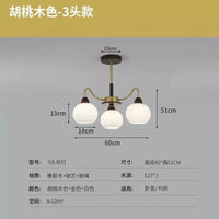 Style chinois : Lustre kaki pour salon et lampes nordiques pour chambre | Marco Lucetti 3 têtes couleur noyer / Ampoule non incluse