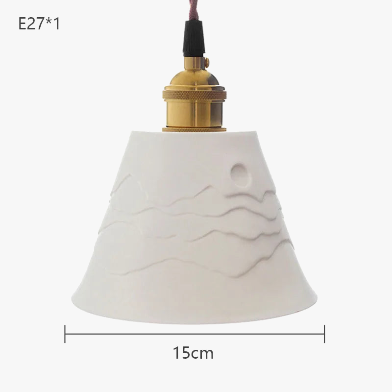 Suspension Style Japonais Zen en Céramique - Chez l'Habitant - Ambiance Montagne et Ombre - Chambre en Laiton avec Éclairage LED