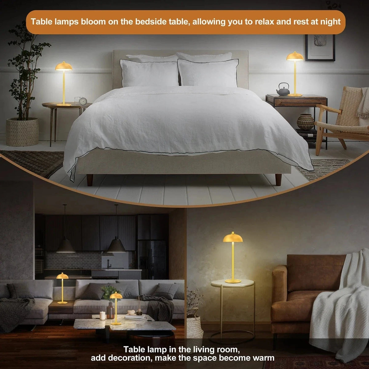 SUBORT Lampe de Table Champignon Tactile Rechargeable - Éclairage d'Ambiance USB-C | Marco Lucetti