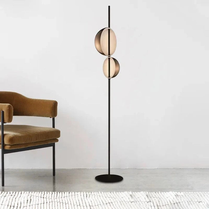 Superluna - Lampadaire Double Abat-jour LED Noir Or Vintage | Marco Lucetti
