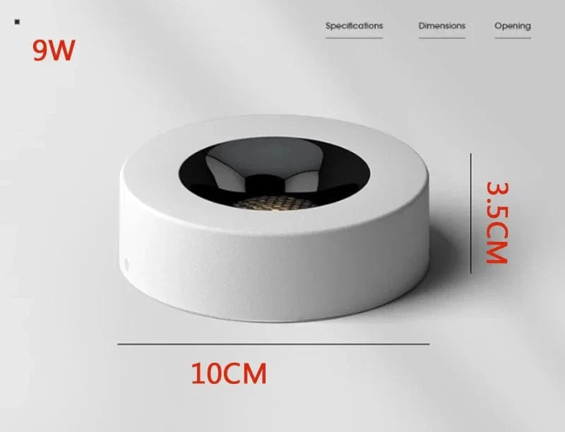 Surface Monté LED Downlight 9W Cob - Éclairage Plafonnier LED BLANC | Marco Lucetti