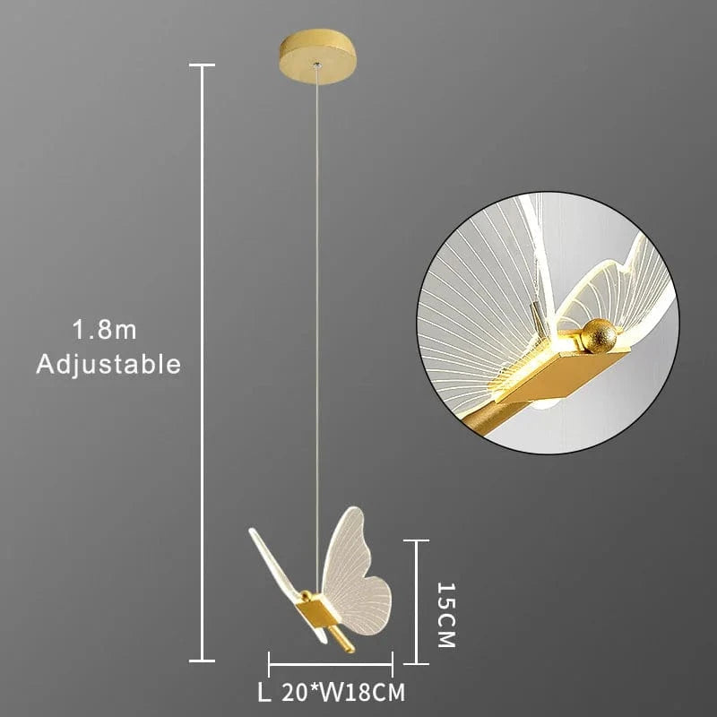 Suspension Acrylique LED Maison & Déco - Lustre Papillon | Marco Lucetti Pendentif 1 tête / Intensité variable avec télécommande