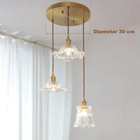 Suspension Américaine Fleur de Verre pour Décoration Intérieure | Marco Lucetti Combinaison à 3 têtes