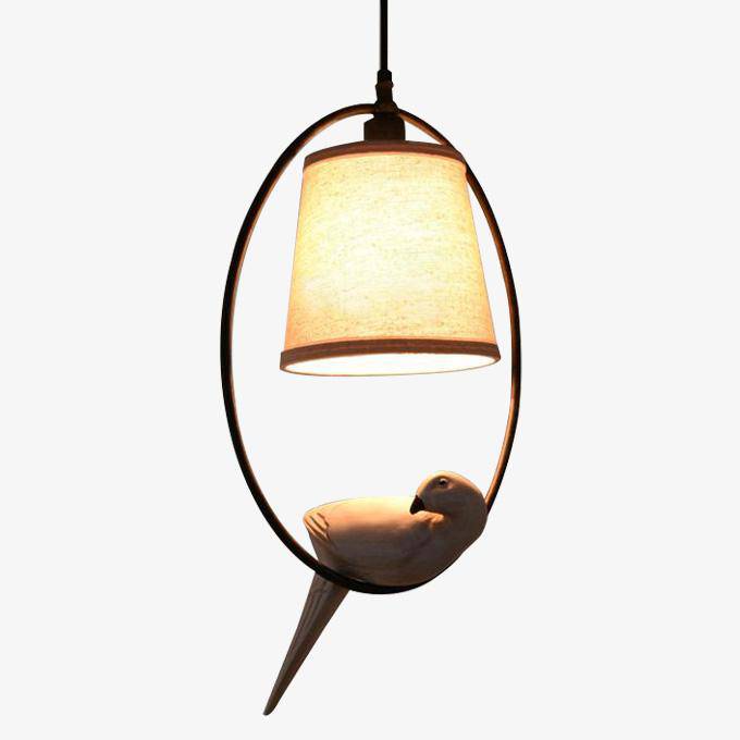 Suspension LED avec abat-jour orné d'un oiseau