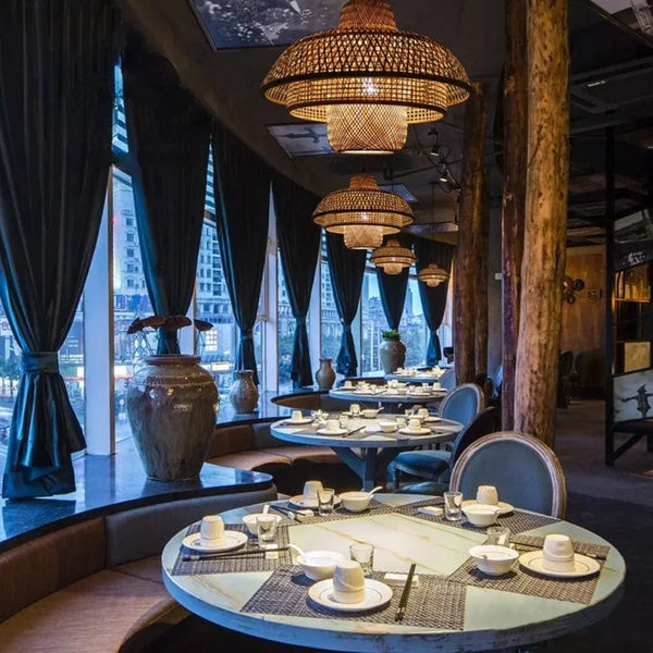 Suspension Bambou tissage LED Variations Tailles | Marco Lucetti