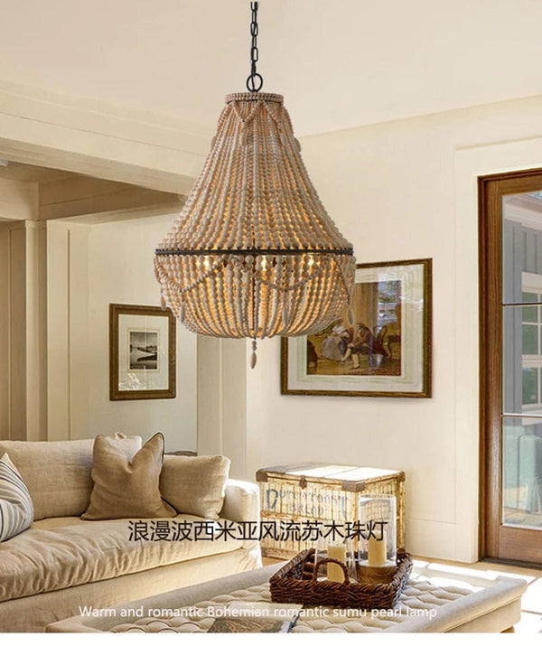 Suspension bohème en bois massif, artisanat authentique | Marco Lucetti