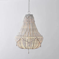 Suspension bohème en bois massif, artisanat authentique | Marco Lucetti Couleur blanche / D48cm