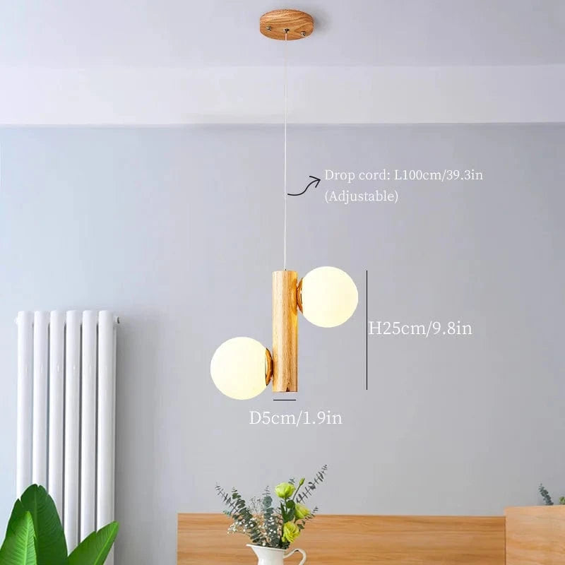 Suspension Bois Minimaliste LED - Style Moderne | Marco Lucetti 2 têtes / Lumière froide