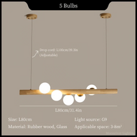 Suspension Bois Minimaliste LED - Style Moderne | Marco Lucetti 5 têtes-caoutchouc / Lumière froide