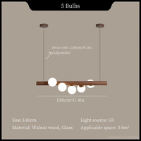 Suspension Bois Minimaliste LED - Style Moderne | Marco Lucetti 5 têtes-noyer / Lumière froide