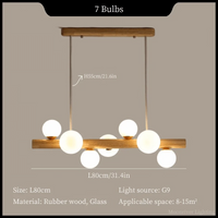 Suspension Bois Minimaliste LED - Style Moderne | Marco Lucetti 7 têtes-caoutchouc / Lumière froide