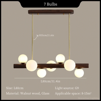 Suspension Bois Minimaliste LED - Style Moderne | Marco Lucetti 7 têtes-noyer / Lumière froide